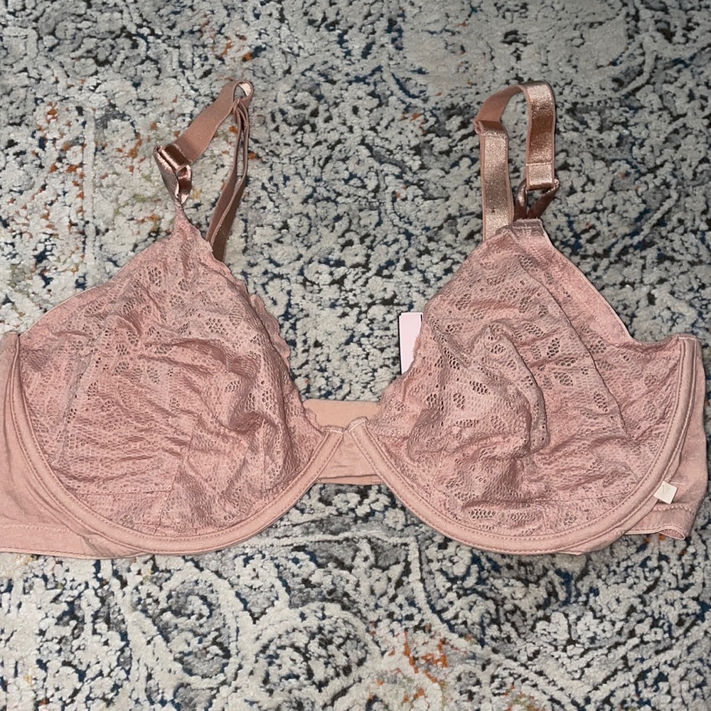 Lace Underwire Bra - Dusty Rose
